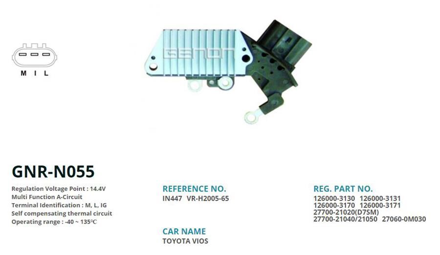 12V TOYOTA YARIS 1.4-1.5-1.4D-4D-LAND ROVER FREELANDER M L IG | OEM:VR-H2005-65-IN447-IN447HD