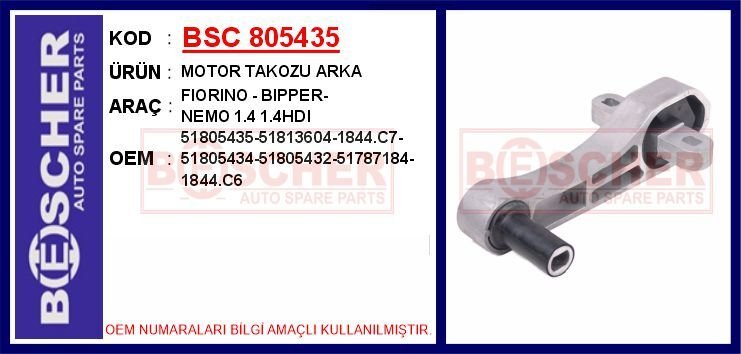 MOTOR TAKOZU ARKA FIORINO - BIPPER- NEMO 1.4 1.4HDI | OEM:51805435-51813604-1844.C7-51805434-