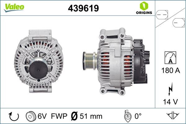 ALTERNATOR 14V 180A MERCEDES W639 B906 | OEM:A6461541102