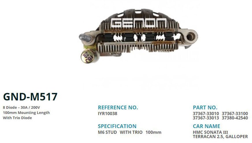 HYUNDAI SONATA III 100mm 8 DIOT | OEM:RM-41-IYR10038-IMR10040-37367-33010