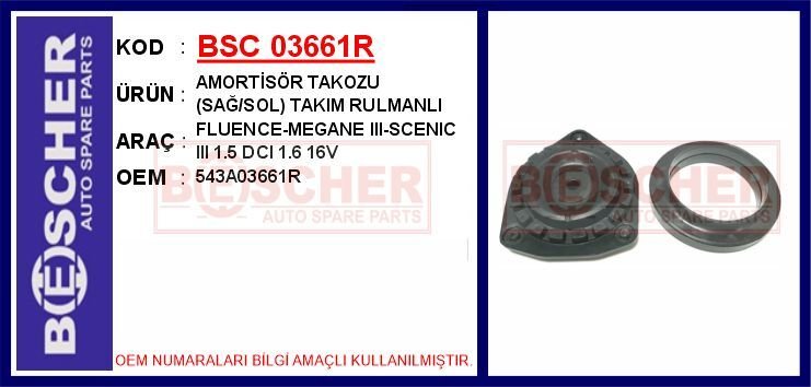 ÖN AMORTİSÖR TAKOZU VE RULMANI TK. RENAULT FLUENCE 09> | OEM:543A03661R