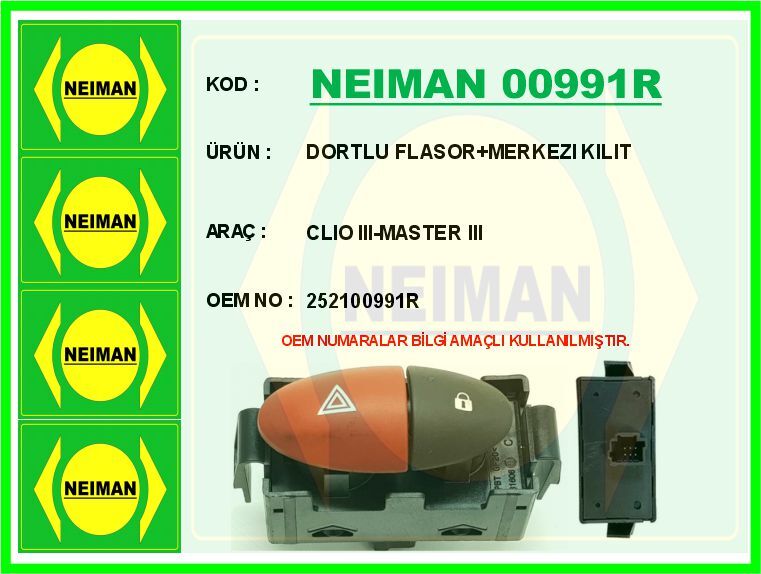 DORTLU FLASOR MERKEZI KILIT CLIO III-MASTER III | OEM:252100991R