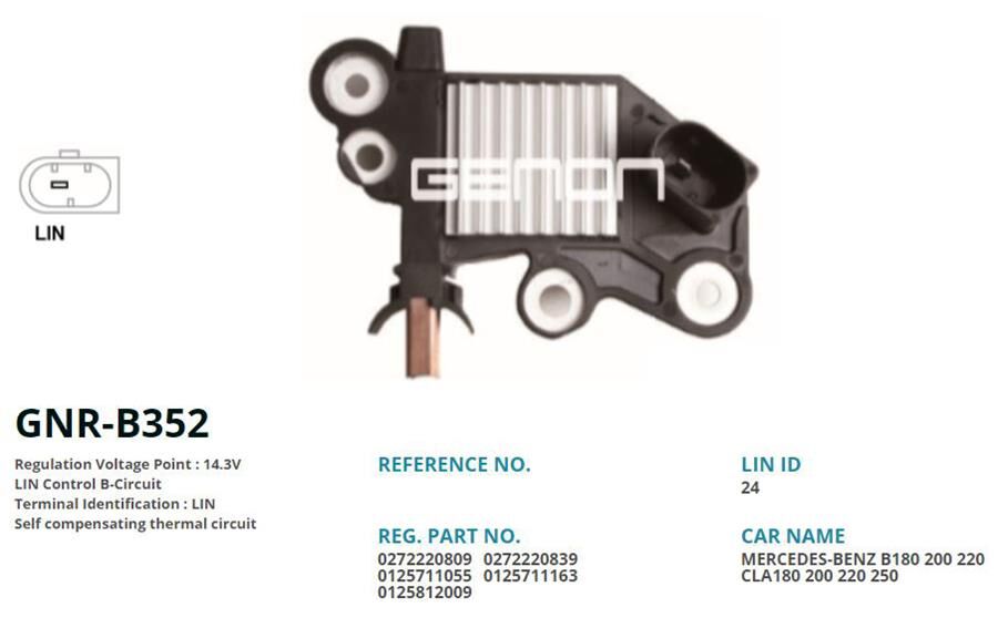 12V MERCEDES A160-C180 1.6-E200-E250 2.0 LIN | OEM:VR-B6151-VR-B839-IB0839