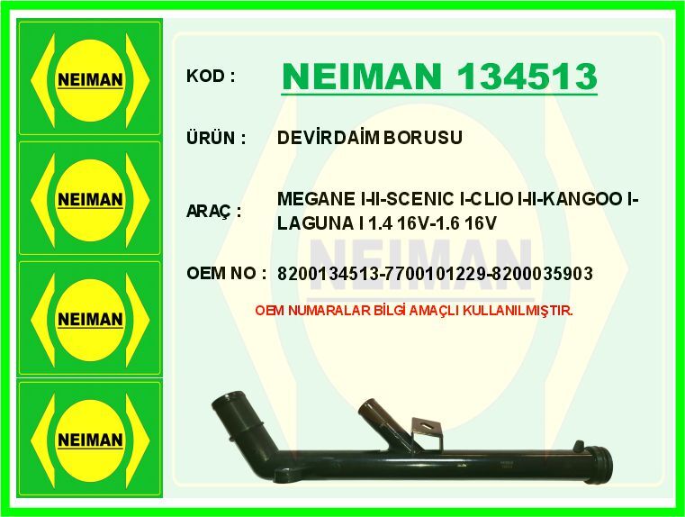 DEVİRDAİM BORUSU MEGANE I-II-SCENIC I-CLIO I-II-KANGOO I-LAGUNA I 1.4 16V-1.6 16V | OEM:8200134513-7700101229-8200035903