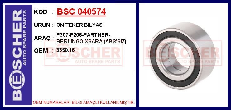 ON TEKER BILYASI P307-P206-PARTNER-BERLINGO-XSARA ABS SIZ | OEM:3350.16