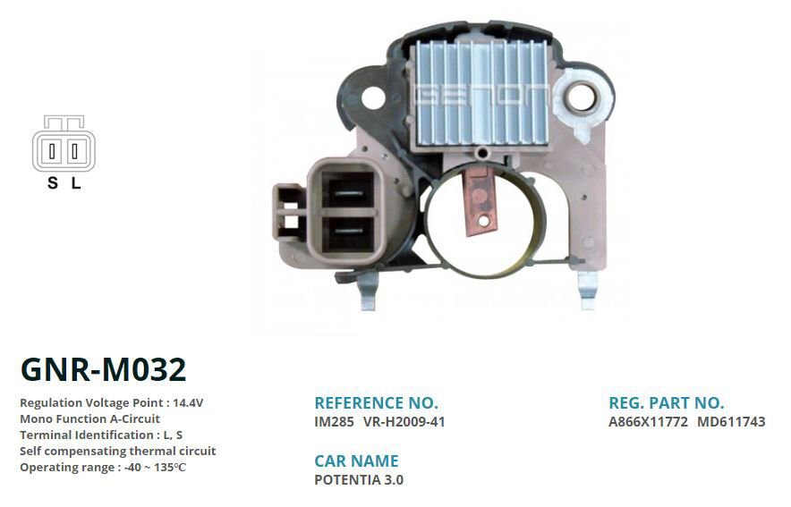 12V HYUNDAI SONATA-KIA-MITSUBISHI GALANT L S | OEM:VR-H2009-41-IM285-A866X11772