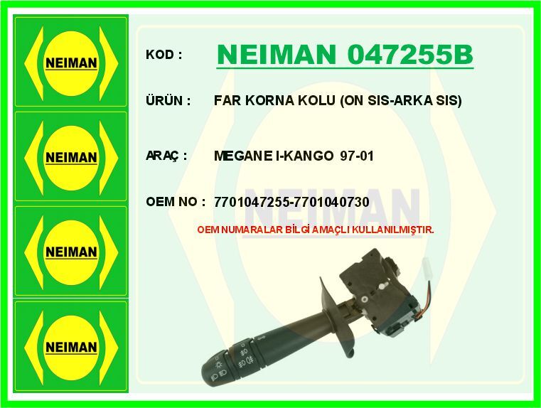 FAR KORNA KOLU ON SIS-ARKA SIS MEGANE I-KANGO 97-01 | OEM:7701047255-7701040730
