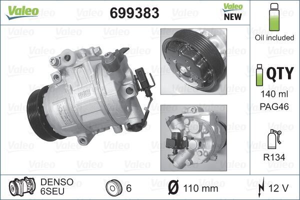 x KLİMA KOMPRESÖRÜ POLO-FABIA-IBIZA-CORDOBA 1.2-1.4 16V-1.4TDI-1.6TDI 02 > | OEM:6Q0820803D-6Q0820803J-6Q0820808A