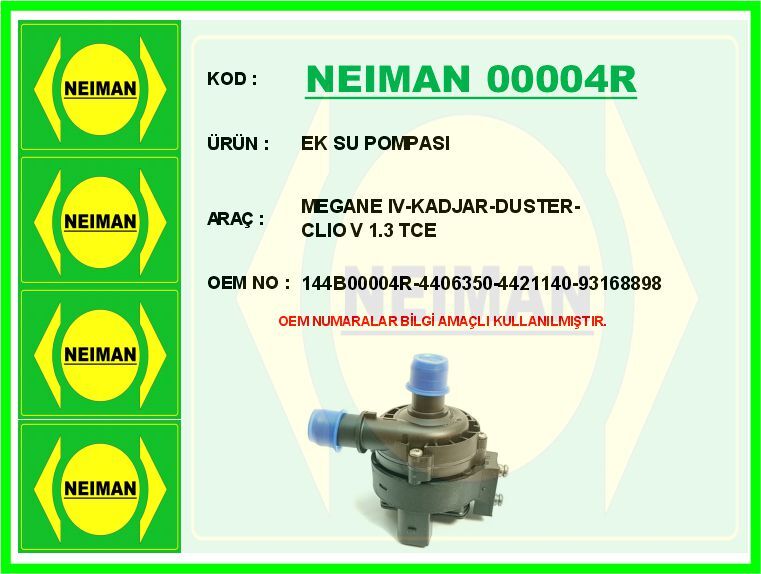 EK SU POMPASI MEGANE IV-KADJAR-DUSTER-CLIO V 1.3 TCE | OEM:144B00004R-4406350-4421140-93168898