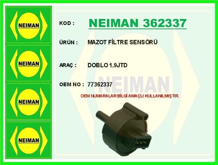 MAZOT FİLTRE SENSÖRÜDOBLO 1.9JTD | OEM:77362337