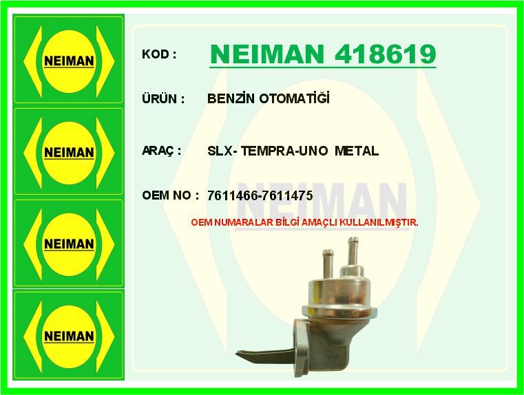 BENZİN OTOMATİĞİ SLX- TEMPRA-UNO METAL | OEM:7611466-7611475
