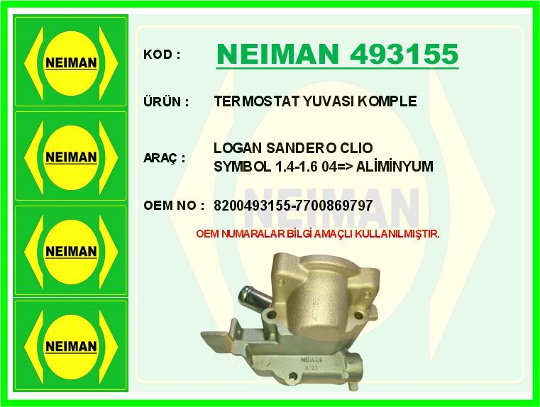 TERMOSTAT YUVASI KOMPLE LOGAN SANDERO CLIO SYMBOL 1.4-1.6 04 > ALİMİNYUM | OEM:8200493155-7700869797