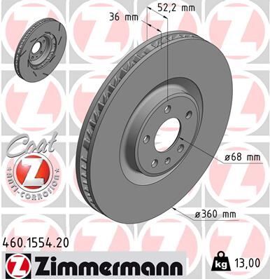 FREN DİSKİ. ÖN. 360 /36-34 MM . KAPLAMALI. YÜKSEK KARBON ALAŞIMLI 0986479D27 | OEM:95B615301E-95B615301G-95B615301J