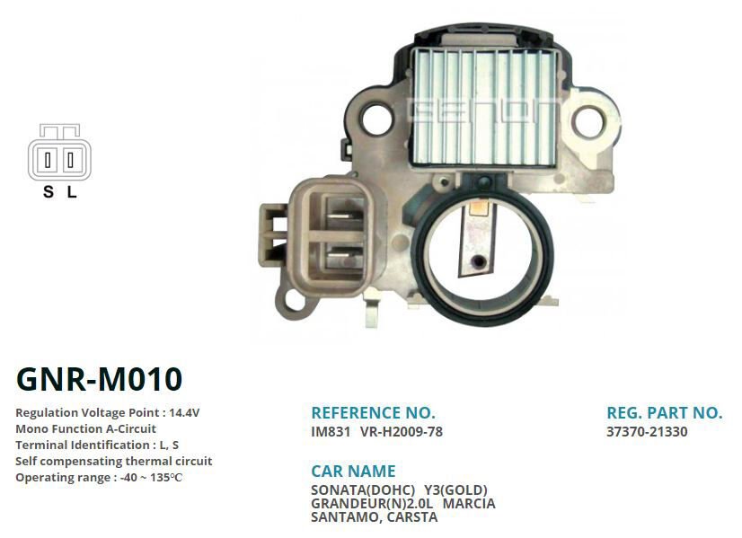12V HYUNDAI SONATA-ELENTRA-ATOS L S | OEM:VR-H2009-78-IM831-37370-21330