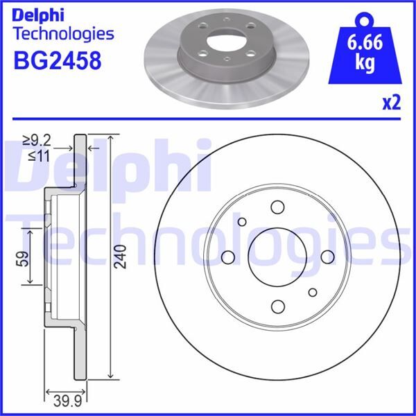 ON FREN DISKI FIAT DOBLO 01> ALBEA YM PUNTO 01> BRAVA-BRAVO 06> 1.3MTJ 240x40x 4 DELİK HAVALI | OEM:51749124-7779409-7645056-46416712
