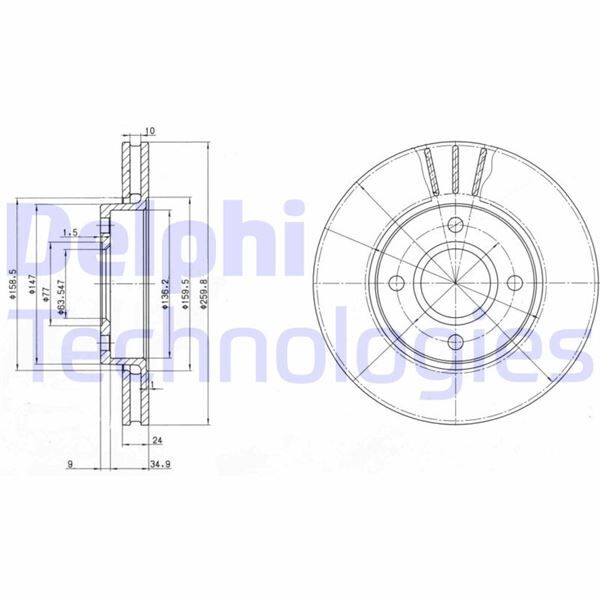 FREN DİSKİ ÇİFTLİ PAKET . DELİKLİ ÖN FORD ESCORT. ORION 08/1990 > 12/1996 | OEM:5025950-6691105-91AX1125AB