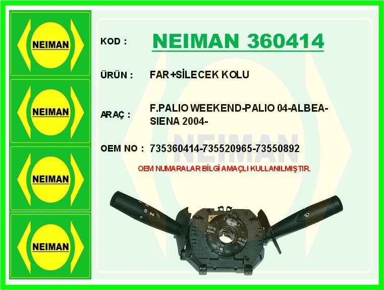 FAR SİLECEK KOLU F.PALIO WEEKEND-PALIO 04-ALBEA-SIENA 2004- | OEM:735360414-735520965-73550892