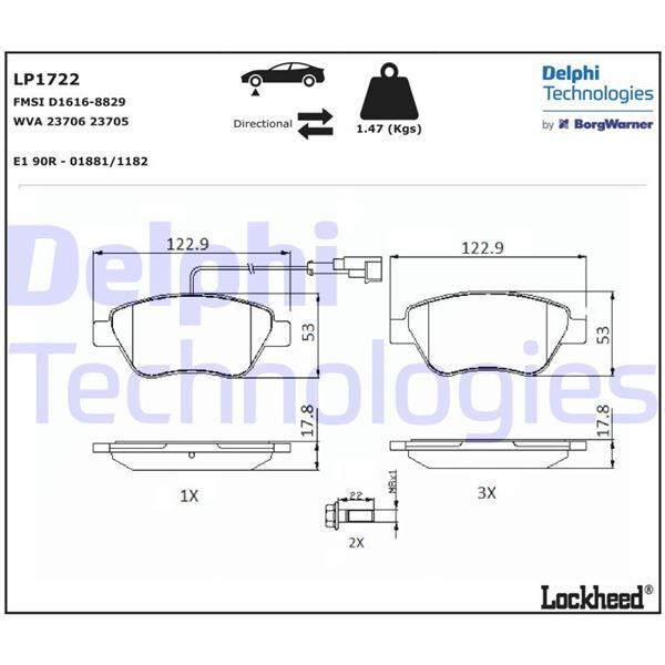 ÖN BALATA DOBLO 1.3 06 >FIORINO-G.PUNTO-BIPPER-CORSA-NEMO 1.3 06 > LINEA 1.3 07 > | OEM:77364393-77363942-77364158-77363974