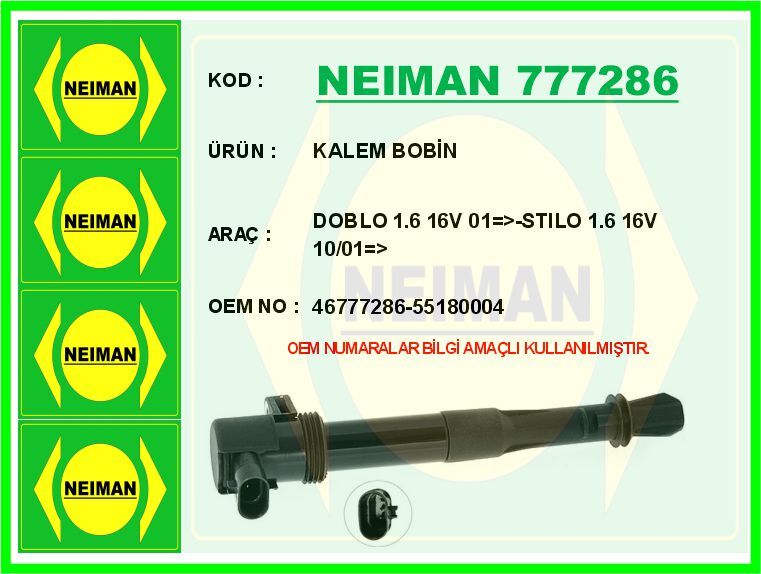 KALEM BOBİN DOBLO 1.6 16V 01 >-STILO 1.6 16V 10/01 > | OEM:46777286-55180004