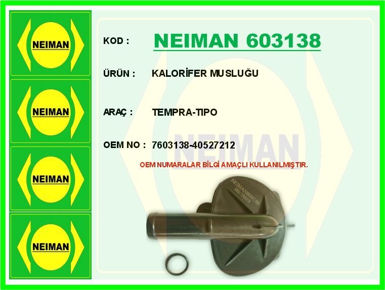 KALORİFER MUSLUĞU TEMPRA-TIPO | OEM:7603138-40527212