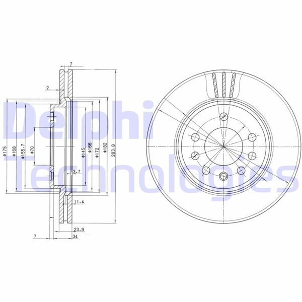 ÖN FREN AYNASI CALIBRA 93-97 VECTRA A-SAAB 900 93-98 2.0-2.3-2.5 284x24x7DLxHAVALI | OEM:569047-4241428-90374545