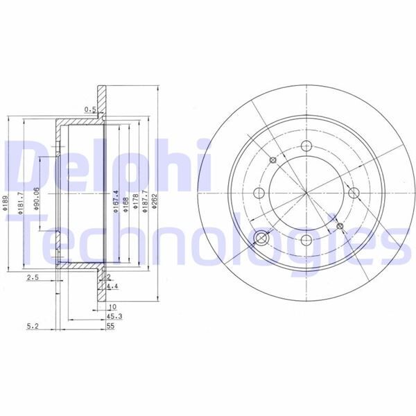 ARKA FREN DİSKİ DOLU TİP MITSUBISHI LANCER 1.6L 4G18 CS3A 03-08 262 çap x 4 bijon - Takım disk f iyatıdır | OEM:MB668063-MB668083-MB699964