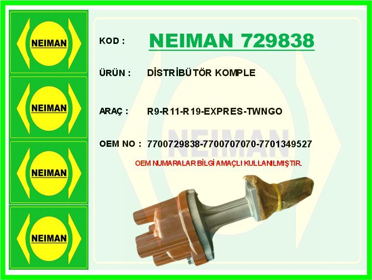 DİSTRİBÜTÖR KOMPLE R9-R11-R19-EXPRES-TWNGO | OEM:7700729838-7700707070-7701349527